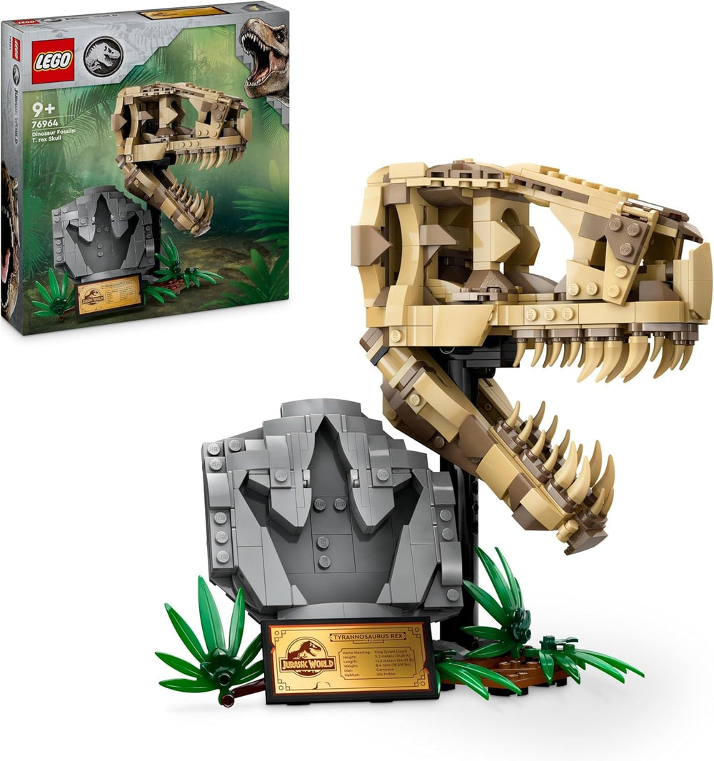 LEGO Jurassic World Dinosaur Fossils: T. Rex Head, jucărie dinozaur de construit, decor dinozaur pentru camera copiilor, craniu T-Rex schelet cu amprentă, cadou pentru băieți și fete 76964 Seturi de constructie Besuche den LEGO-Store Singur