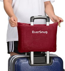 Eversnug Travel Blanket And Pillow - Soft 2 în 1 Airplane Blanket cu Soft Pocket Pillow Cover, Handbag Cover And Backpack Holder (Burgundy Red) Perne calatorie Naty Shop