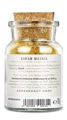 Ankerkraut Garam Masala, Gewürz für indisches Gericht, Leckeres Curry mit Fleisch würzen, Taste of India, 65 g in vetro di sughero