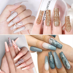 Unghii artificiale extra lungi și transparente, 240 bucăți unghii false, acoperire pe jumătate, unghii artificiale pătrate și drepte, extensii de unghii franceze pentru saloane de unghii și artă pentru unghii DIY