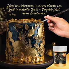 Colorant alimentar lichid auriu metalic He-Ju 25ml, sclipici comestibil pentru băuturi și alimente (auriu metalic, 25ml)