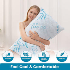 Comfysleep king size pernă de viscoză din bambus, răcoritoare, spumă de memorie mărunțită, viscoză reglabilă din bambus, capac detașabil / lavabil, 2 bucăți Perne standard Naty Shop