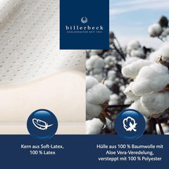 Billerbeck Pillow S20 Latex - Pernă pentru gât în 40 X 80 Cm - Pernă pentru susținerea gâtului cu miez moale din latex, alb Perne standard Naty Shop