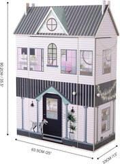 Olivia'S Little World Dreamland Farmhouse Casa delle bambole interattiva in legno per bambini 3 piani con 13 accessori per mobili per bambole Bianco TD-13632A Case delle bambole Naty Shop