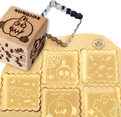 ScrapCooking – Modello decorato in legno con mostra di Halloween – con 1 torta di keksaus e würfelausstecher con 5 gesti erhabenen ingravierten – 5298