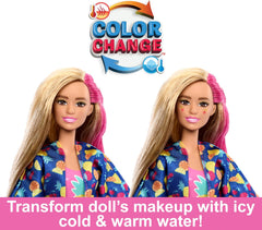 Set cadou BARBIE Pop Reveal Rise & Surprise - peste 15 surprize, inclusiv 1 păpușă Barbie, accesorii de plajă, pentru distracție jucăușă și plină de fructe, pentru copii cu vârsta de 3 ani și peste, HRK57