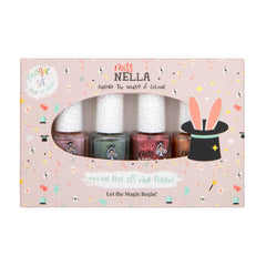 Set di smalti glitterati da 4 pezzi della collezione Miss Nella Magic: rosa, rosso, oro e blu, smalto rimovibile speciale per bambini, non tossico, a base d'acqua, inodore