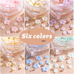 6 Box 3D Blumen Nagelkunst Charms, Acryl Blumen Nagel Strass Mit Gold Und Silberperlen Ornamenten, Nagel Edelsteine, Nagel Zubehör Für Mädchen, Frauen, DIY Nageldesign, Basteldekoration…