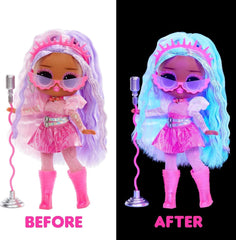 LOL Sorpresa! Tweens Neon Pop Stars - Kitty K - 1 bambola alla moda con sorprese retroilluminate e 10+ abiti e accessori Pop Star, inclusi micro-band retrò, regalo per bambini 4+ Naty Shop Dolls