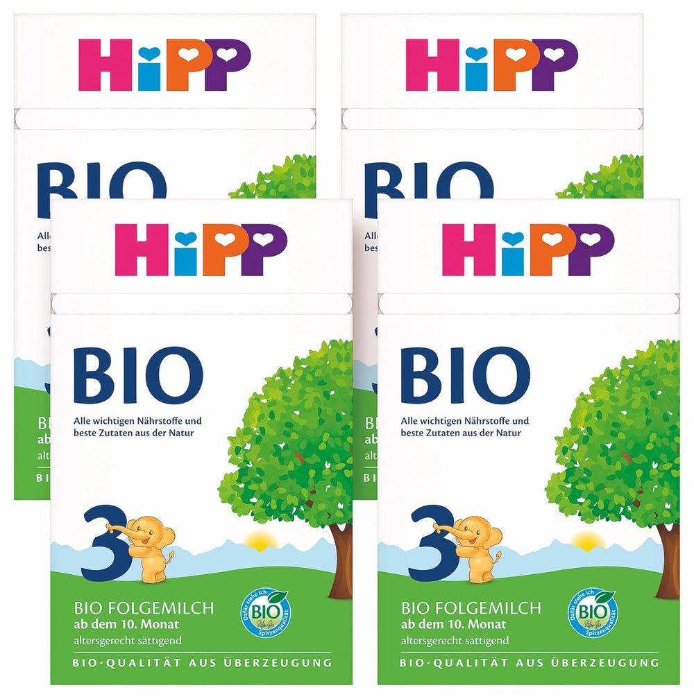 HiPP 3 Latte di proseguimento biologico (4 x 600 g) - dopo 10 mesi, con Omega-3 (DHA, ALA), Calcio, Vitamina D, della migliore qualità biologica