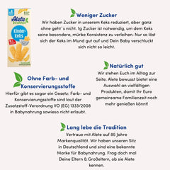 Alete Conscious Baby Biscuits, 8 mesi+, biscotti al burro di grano per bambini, piccoli snack biscotti convenientemente confezionati, perfetti per quando sei in movimento, 1 x 180 g (confezione da 2)