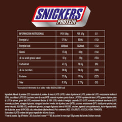 Barrette proteiche al cioccolato Snickers - Gusto ricco con nocciole caramellate e torrone, confezione sfusa 18x47g