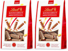 Lindt Cherry Mini Stick - Bastoncini di cioccolato con liquore svizzero alla ciliegia, delizioso regalo con alcol