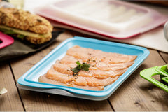 TATAY set de 4 cutii de feliere Fresh, fără BPA, reutilizabile, stivuibile, mașină de spălat vase & MWO, culori aleatorii. Măsuri 17cm x 3.2cm x 25.2cm Cutii depozitare alimente Naty Shop