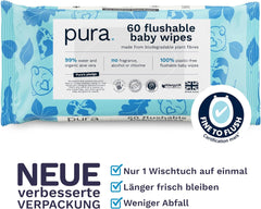 Salviette usa e getta ecologiche per la pelle sensibile del bambino 70 salviette (1 confezione) 99% acqua 100% senza plastica per pelle sensibile incline all'eczema Neonato biodegradabile Vegan