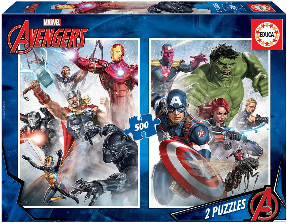 Educa - Puzzle 500 pezzi per adulti | Marvel Avengers 2 X 500 pezzi puzzle per adulti e bambini a partire da 11 anni, super eroi, set puzzle (17994) Puzzle Naty Shop 2 X 500 pezzi
