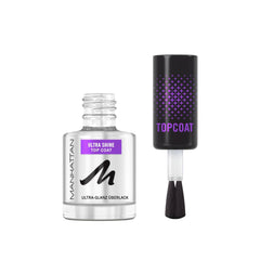 Manhattan Nail Top Coat Ultra Shine, top coat trasparente dal finish lucido per una manicure a lunga tenuta, 12 ml