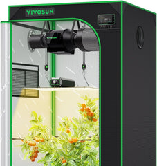 Sistem inteligent de cort de creștere VIVOSUN GIY 80x80x160cm, kit de cort de creștere cu WiFi integrat, cu ventilație și circulație automată, lampă de creștere LED cu spectru complet de 150W și controler GrowHub E42A