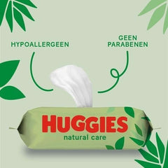 Salviette per neonati Huggies® Natural Care, 10 x 56 salviette, realizzate con fibre per la cura della pelle per una pelle sana, arricchite con Aloe Vera Salviettine umidificate per neonati Naty Shop