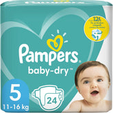 Pannolini Pampers per neonati taglia 5 (11-16 kg), 24 pezzi, fino a 12 ore di protezione contro le perdite