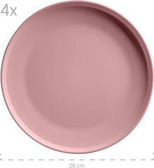 MÄSER 934005 Seria Alenia, Set de veselă pentru 4 persoane în design scandinav modern, Set combinat ceramic cu 16 piese în roz, Gresie