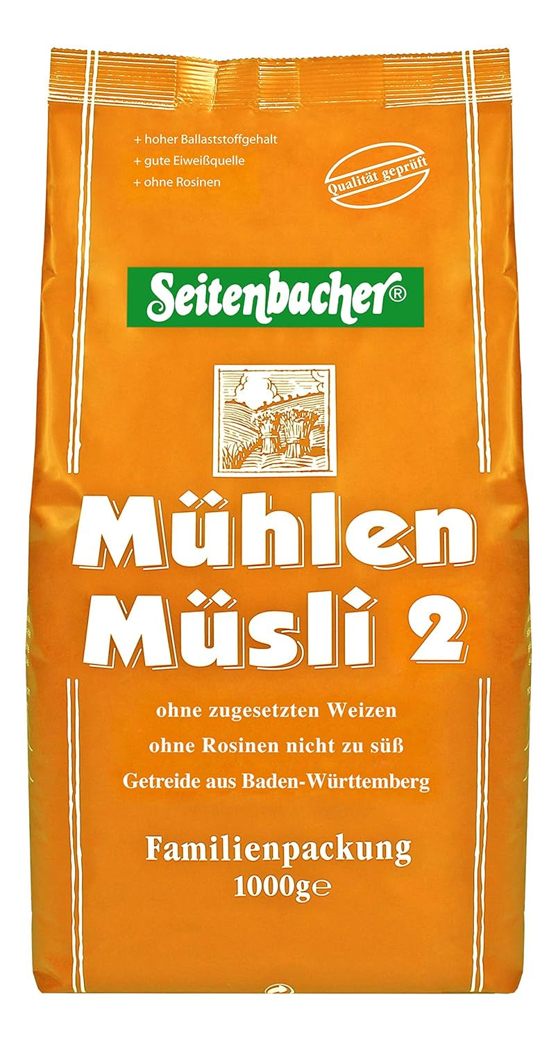 Seitenbacher Mühlen-Müsli 2 I Ohne Rosinen I Weizenfrei I Vorratspackung I (1 X 1000 G ) Cereale Naty Shop 1 Kg (1Er Pack)