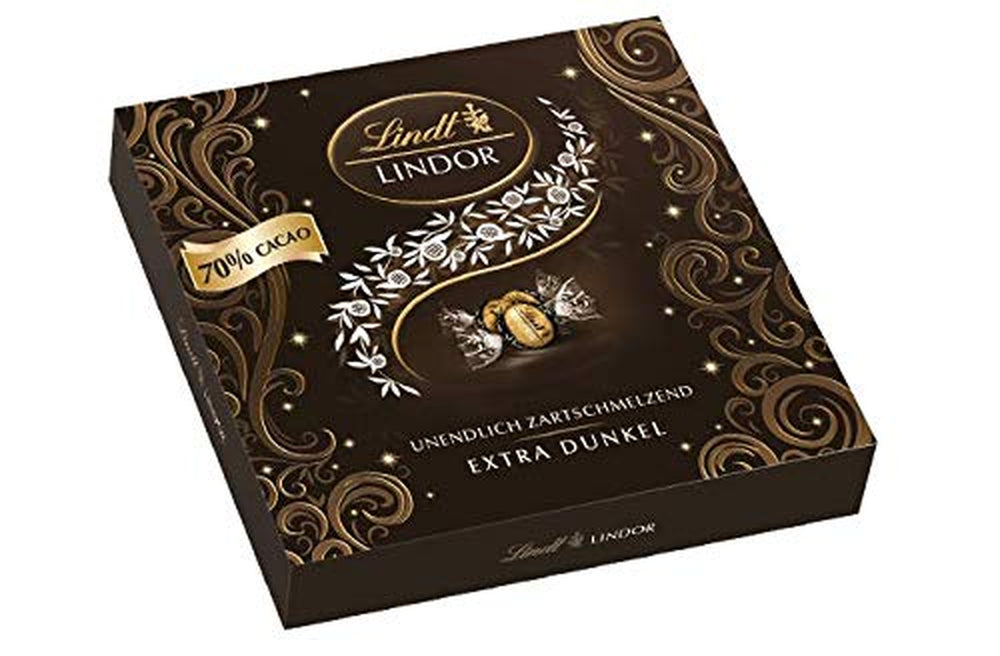 Confezione regalo Lindt LINDOR Extra Black 70% cacao, cioccolato regalo, ca. 15 tartufi LINDOR, 186 g