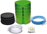 Hydro Farmer, set di vasi da 19 pezzi Ø 18 cm (verde), sistema di coltivazione con 4 vasi, 4 anelli di irrigazione, 4 coperchi, set di adattatori e tubo da 2 m, coltura idroponica, aeroponica