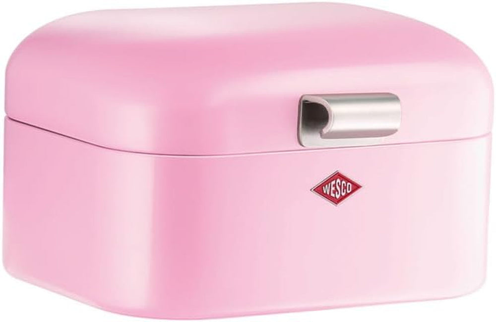 Coș pentru pâine Wesco Mini Grandy în culoarea roz, tablă de oțel acoperită cu pulbere, găuri de ventilație și mâner robust Cutii depozitare alimente Naty Shop Roz