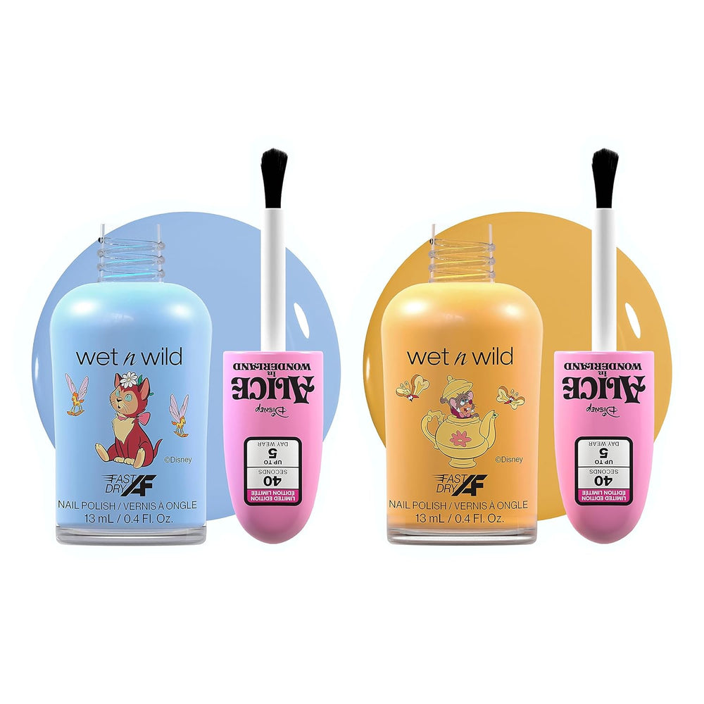 Wet n Wild Alice nel Paese delle Meraviglie "In a World of My Own" Set di 2 smalti per unghie con formula ad asciugatura rapida e lunga tenuta, finitura lucida, dura fino a 5 giorni