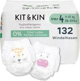 Kit & Kin Pannolini ecologici Premium, taglia 4 (9-16 kg), 132 pannolini, a base vegetale e ipoallergenici, protezione affidabile dalle perdite, vegani e cruelty free