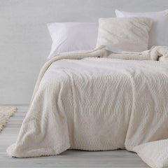 Trapunta invernale in pelle di agnello sintetica panna, Ancho 135 Cm Trapunte e Piumini Naty Shop