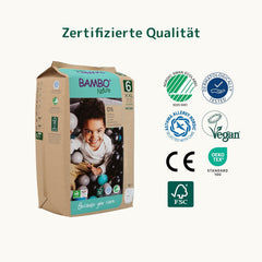 Pannolini per bambini Bambo Nature, taglia 6 (15+ kg) - Confezione mensile da 90 | Pannolini per neonati con protezione dalle perdite migliorata | Massimo comfort e libertà per i bambini attivi | Pannolini dermatologicamente testati