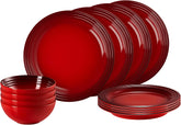 Set de veselă Le Creuset din gresie, 12 piese, roșu cireș, 79351000607081