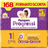 Pampers Progressi Neonato, 168 Pannolini, Taglia 1 (2-5 kg)
