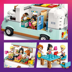 Carovana LEGO Friends, set da costruzione di gioco di ruolo con roulotte giocattolo, regalo per ragazze dai 7 anni in su, set di gioco creativo con 3 minifigure e figura dell'animale furetto 42663 Set da costruzione Besuche den LEGO-Store