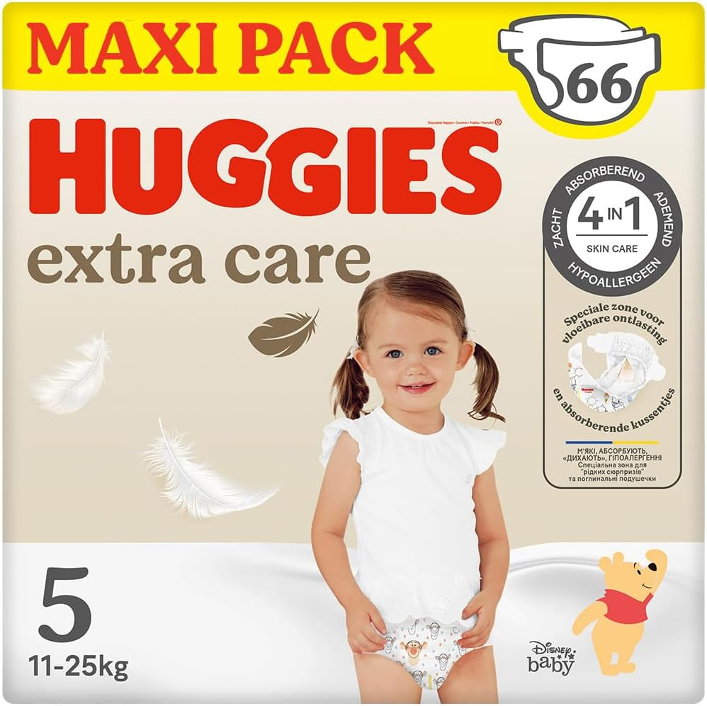 Pannolini per bambini Huggies Extra Care Disney, taglia 5 (12-22 kg), confezione da 2 x 33 pannolini, 66 pannolini in totale