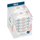 BIOLANE - Confezione da 12 - Salviette umidificate baby con latte da toilette - Neonati - 864 Salviette umidificate baby - Deterge e idrata - Per pelli sensibili - 98% origine naturale - Dalla nascita