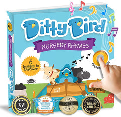 Ditty Bird Baby Nursery Rhymes - Jucărie pentru copii cu 6 butoane sonore pentru învățarea limbii engleze. Carte de cântece interactivă cu cântecele preferate. Perfectă pentru copiii bilingvi de la vârsta de 1 an. Jucarii Bebe Naty Shop Titlu implicit