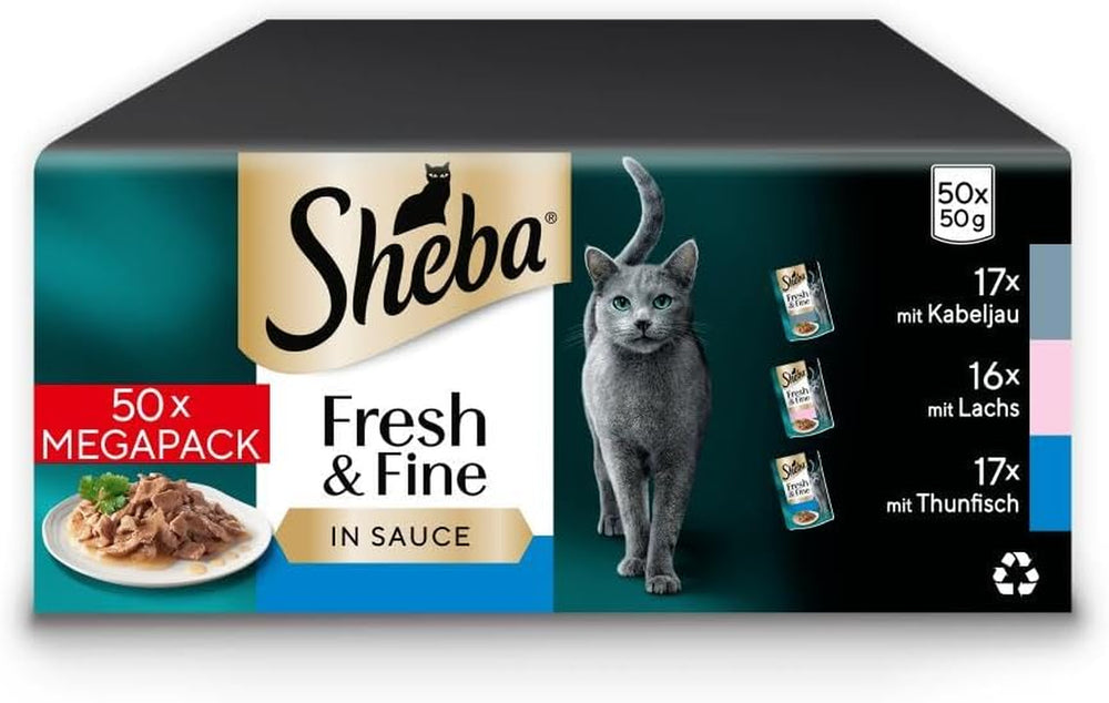 Sheba CATCARE Pungă Wet Fresh & FINE (Pește) Bucăți în sos Adult 50g Pachet multiplu Standard