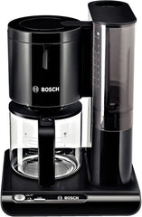 Espressor cu filtru Bosch Styline TKA8013, senzor de aromă, carafă din sticlă cu conservare a aromei 1,25 L, pentru 10-15 cești, oprire automată, sistem de detartrare, sistem anti-picurare, suport pentru filtru rotativ, 1160 W, negru