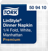 Șervețele de masă Tork Linstyle albe, 1/4 pliere, 19,5 × 19,5 cm, 14 נ50 șervețele, 509410