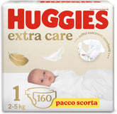 Pannolini per bambini Huggies Extra Care, taglia 1 (2-5 kg), super assorbenti, design Disney, confezione sfusa, 160