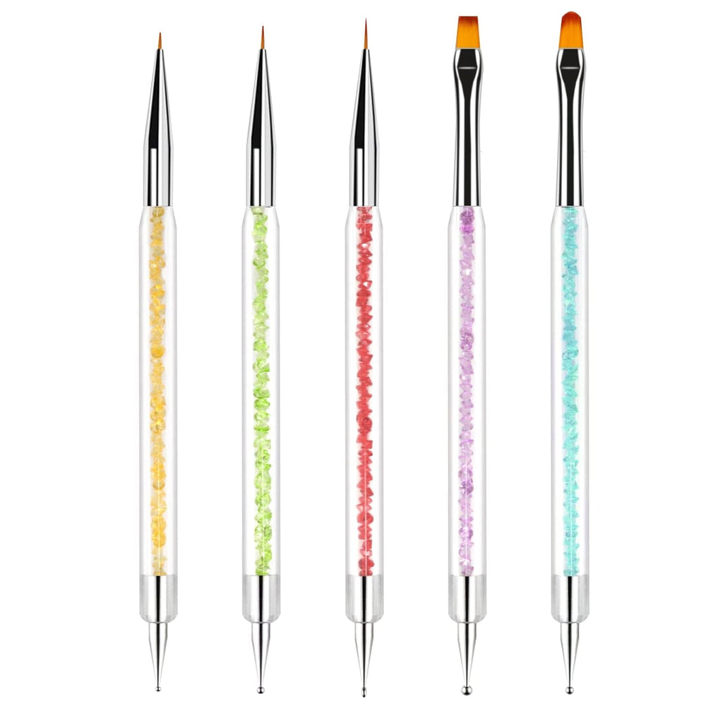 Sularpek 5 Stück Nagel Pinsel, Nageldesign Pinsel, Dotting Tool, Nail Art Liner Pinsel, Nagelverlängerung Gelpinsel, Nagelbürste Für Punktierungen, Zeichnen, Für DIY Nail Art Design