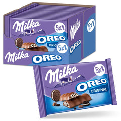 Barrette Milka & OREO – Cioccolato al latte alpino con pezzi croccanti di biscotti OREO in crema al latte – 13 x 185 g