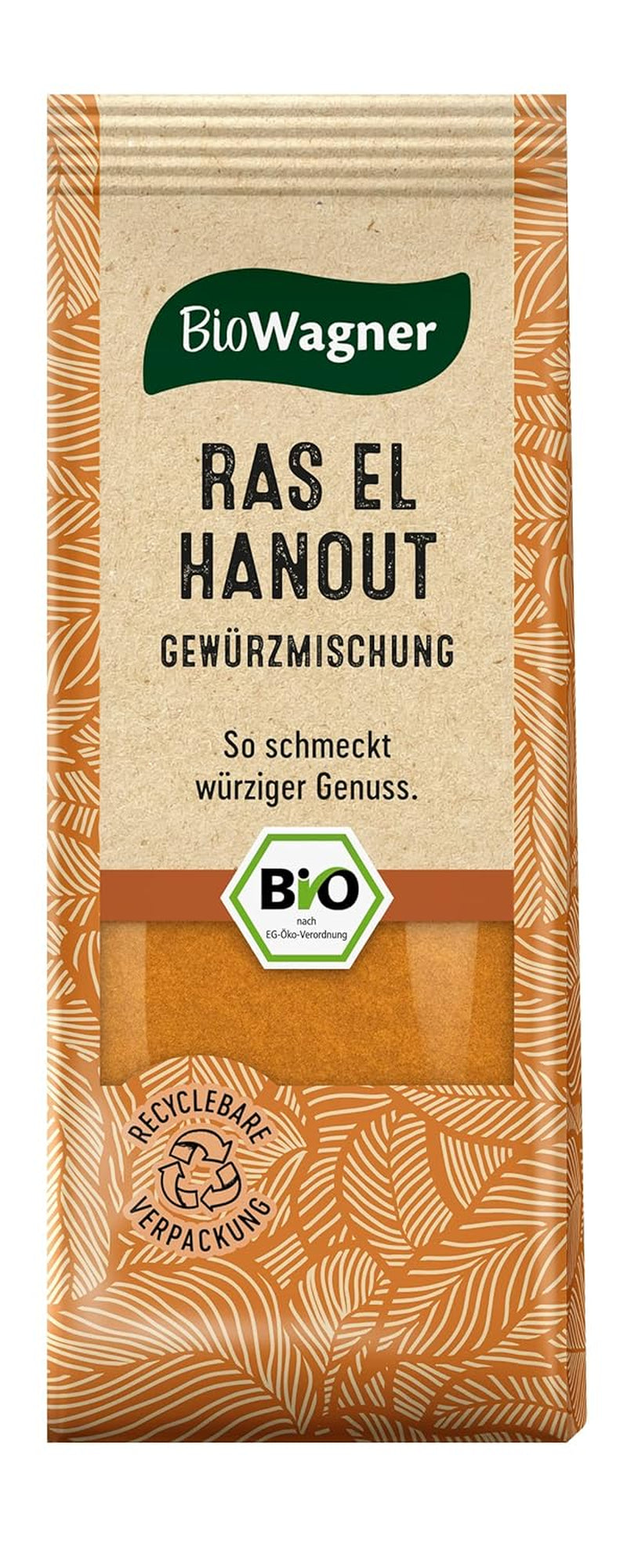 BioWagner - Bio Ras el Hanout, Gewürzmischung für orientalische und arabische Gerichte, ideal für Couscous, Tajine oder Hummus, naturbelassene Bio-Zutaten, recyclable Verpackung, 50 g