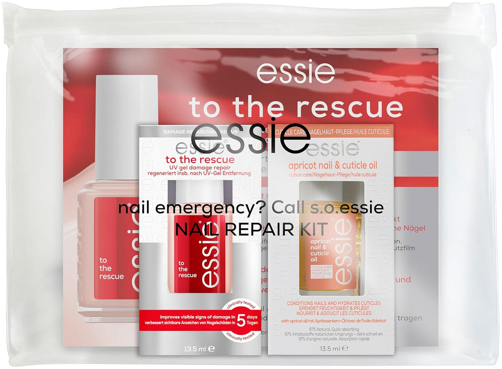 Essie Nail Rescue Kit: olio per unghie e cuticole profumato all'albicocca + smalto per unghie To the Rescue Repair