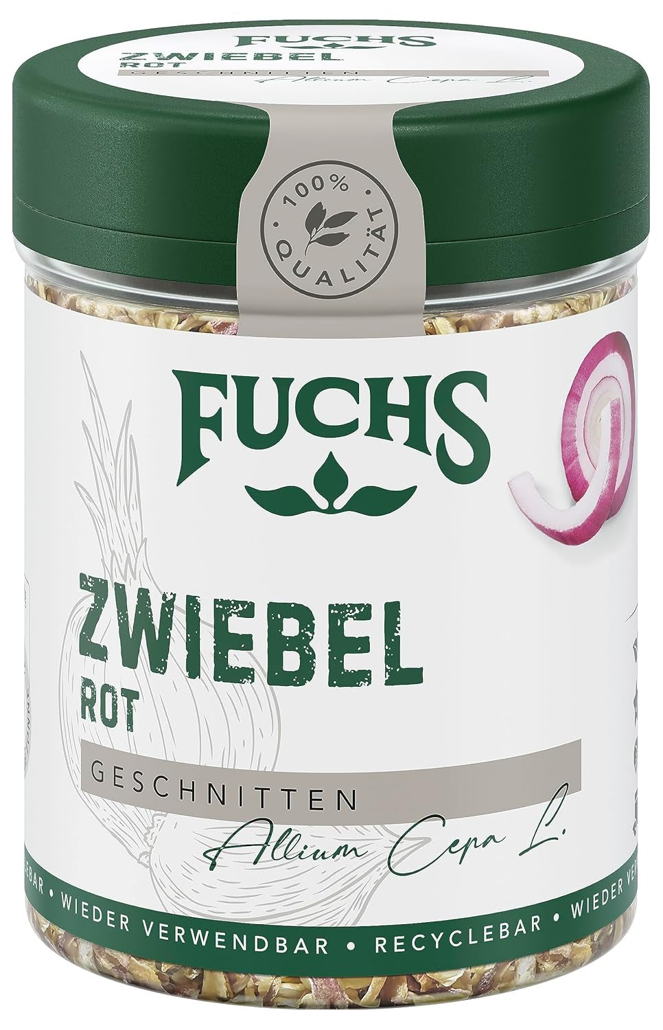 Fuchs Gewürze - Zwiebel rot geschnitten - Gewürz für Pürees, Salad oder Brotaufstriche - ingredienti naturali - 40 g in wiederverwendbarer, recyclebarer Dose