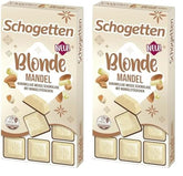Schogetten Mandorla Bionda | Cioccolato bianco con pezzetti di caramello e mandorle | 100 g| Convenientemente porzionato (confezione da 2)
