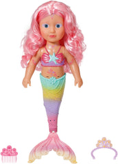 BABY Born Little Sister Sirena 46 cm Bambola sirena impermeabile con capelli lunghi e pinna glitterata mobile, incl. diadema e pettine, 833681 Zapf Creation Dolls Naty Shop